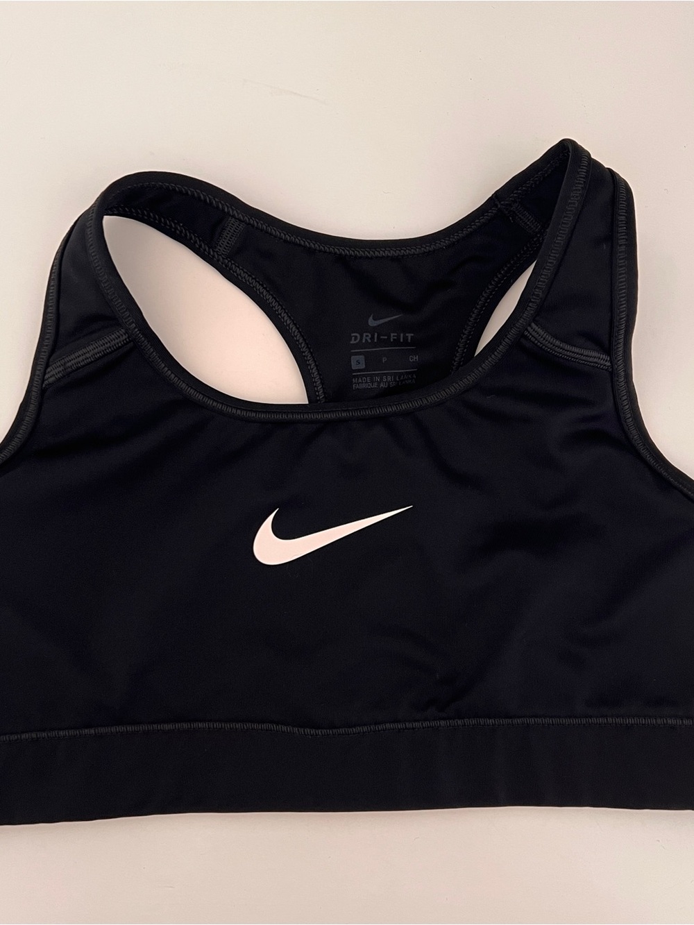 Nike Black Racerback Dri-FIT Sports Bra with White Swoosh